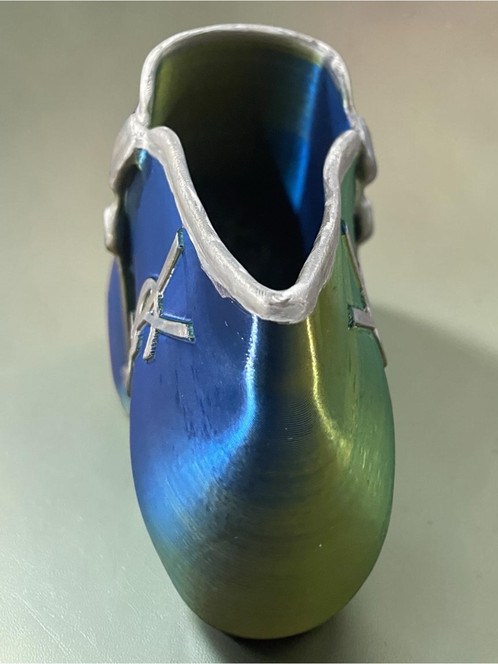 3d Hand Crafted YSL Logo Green & Blue Metallic Silver Spike-Heel Accent Stiletto - Picture 7 of 15